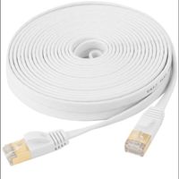 Câble Réseau Ethernet RJ45 - 20m,CAT7 STP 600MHz,Câble Plat,32 AWG,Blanc