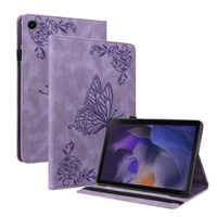 Coque pour Samsung Galaxy Tab A9 PLUS 11", Housse en Cuir PU avec Anti-Chute TPU Cover,papillon violet et fleur HHDH