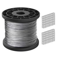 Câble en acier, câble en acier inoxydable 304, longueur 100 m, avec 100 douilles en aluminium serties