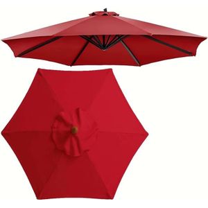 TOILE DE PARASOL Tissu de rechange pour parasol - Protection UV en polyester - Coloris rouge - Diamètre 2m, 2.7m ou 3m