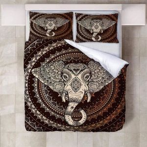 Lit simple parure de lit Empire éléphant à rayures crème noir naturel animaux
