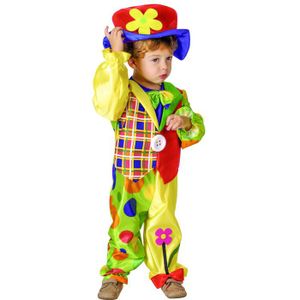 Faschingskostüm Clown Für Jungen – Bunt & Komplett Mit Hut & Fliege – Größe 3/4 Jahre