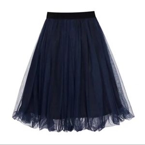 JUPE WTEMPO-jupe trapèze plissée pour femmes,décontractée,couleur unie,ample,tendance,taille haute,en maille,été de - Navy Blue[B]