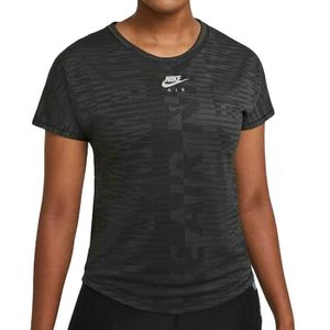 T-SHIRT MAILLOT DE SPORT T-Shirt de Running Femme NIKE Air Top SS - Noir - Manches Courtes - Technologie BREATHE DRI-FIT