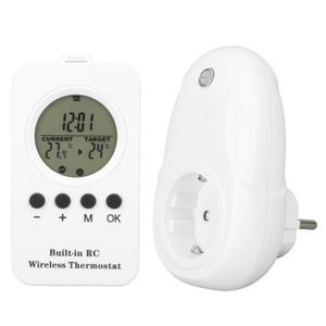 THERMOSTAT D'AMBIANCE Thermostat enfichable sans fil - SONEW - Contrôleur de température avec télécommande LCD - Blanc