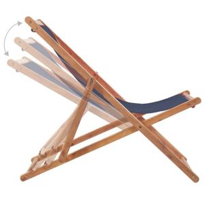 CHAISE LONGUE Chaise pliable de plage Tissu et cadre en bois Bleu LVD
