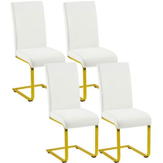 Yaheetech Lot De 4 Chaises Salle à Manger - Dossier Haut, Assise Rembourrée, Pieds Bois Massif - Noir