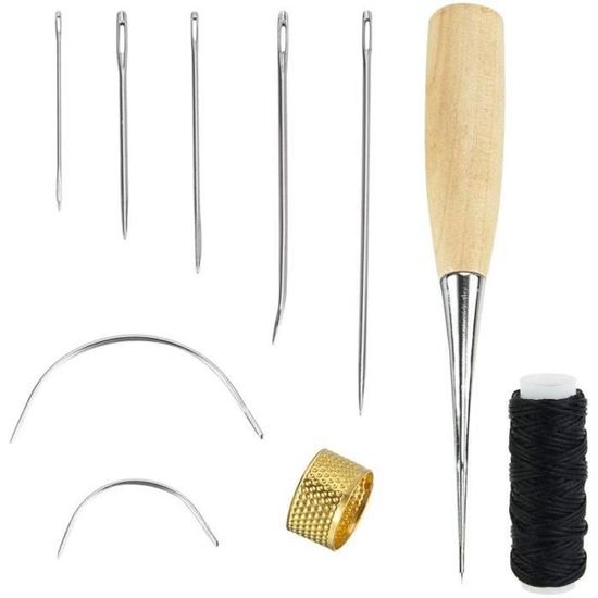 Lot De 7 Aiguilles Pour Cuir Et Tissus épais + 11 Petites Aiguilles – Neuves, Taille Assorties