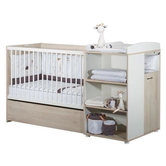 Lit Combine Sauthon Vintage Hetre Cendre Pour Bebe Et Enfant