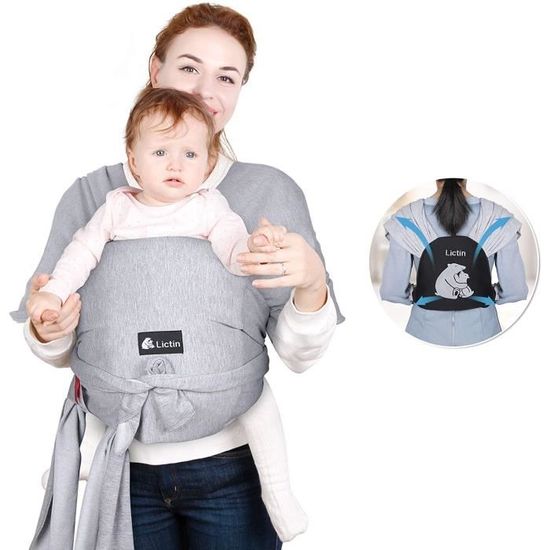 Lictin Porte BéBé - Echarpe de Portage Bebe Elastiques, Echarpe Porte-Bébé Extensible Tout-en-un Convient aux Nouveau-nés et Les Enf