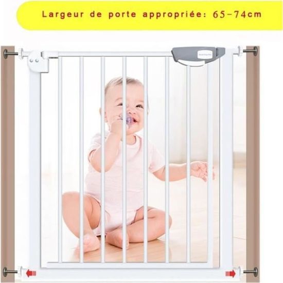 Barrière De Sécurité Extensible 74-104 Cm - Pour Chiens, Chats, Enfants - Double Verrou, Petite Porte Basse - 3