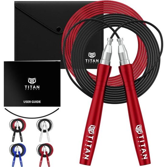 Corde à Sauter Pro Titan Armour - Réglable, 2 Câbles Acier, étui Inclus - 1