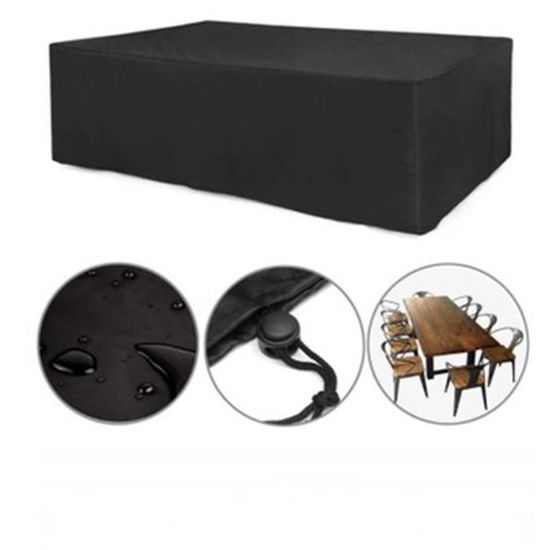 180*120*74CM Multifonctionnel housse de table chaise protecteur de canapé housse de meuble rectangulaire pour Patio jardin noir