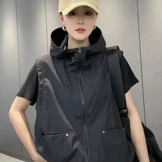 Veste à Capuche Femme - Fermeture éclair, Polyester, Style Streetwear