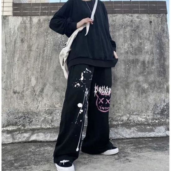 Hip Hop Pantalons De Surv tement Femme Anime Harajuku Taille Haute