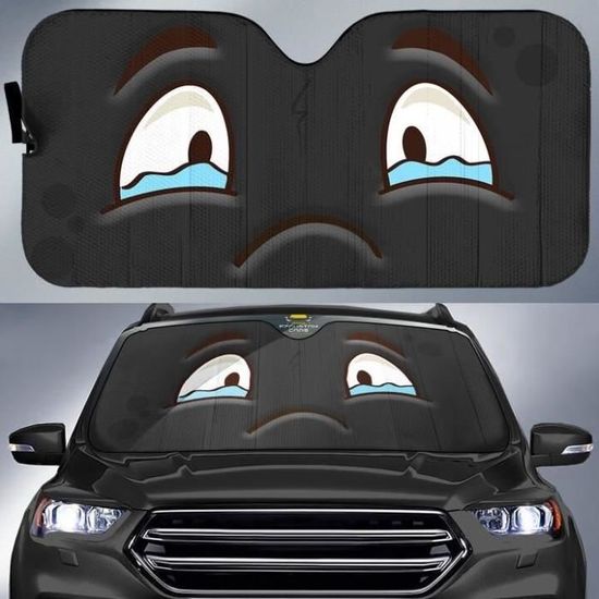 Pare-soleil Voiture Drôle Yeux Orange - Pliable Universel Taille M - Protection UV Et Chaleur - 12