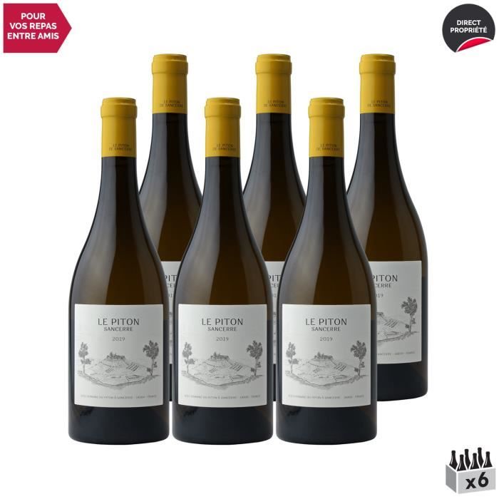 Le Piton Sancerre Blanc 2019 - Lot de 6x75cl - Vin Blanc du Val de Loire - Appellation AOC Sancerre - Cépage Sauvignon Blanc