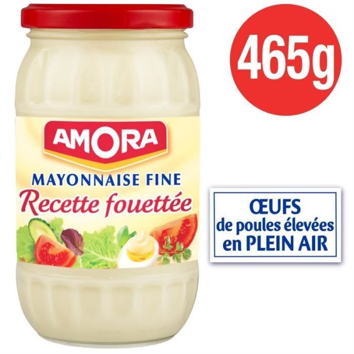 AMORA - Mayonnaise Recette Fouettée Aux Blancs D'Oeufs 465G - Lot De 4