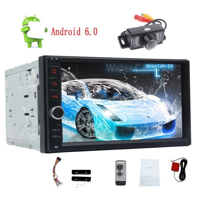 Autoradio 7inch stéréo GPS Android 6.0 Système Autoradio Bluetooth 4.0 Quad Core Navigation GPS Dash Double din Multi-Touch Screen