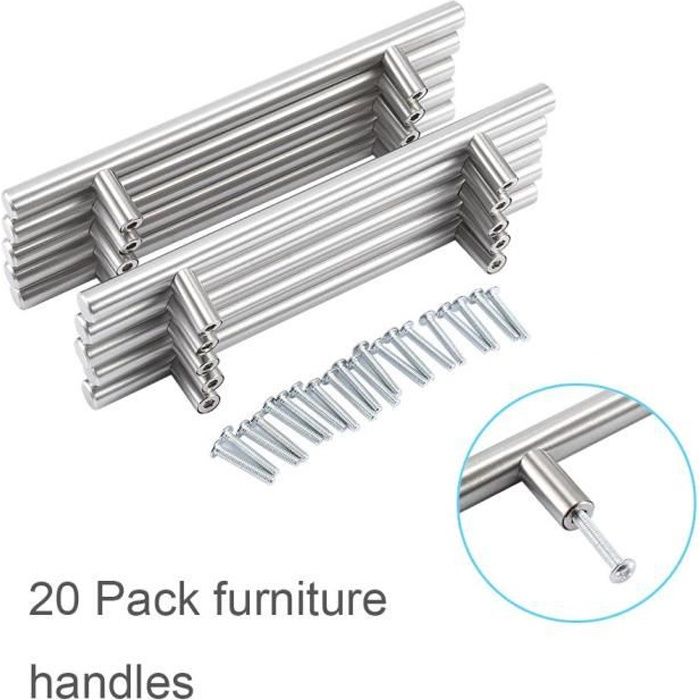 20PCS T-barre Meubles Poignée de meuble 200mm/20pcs Placard Cuisine Poignée Porte T Barre Poignée de Cuisine Armoire -BIG