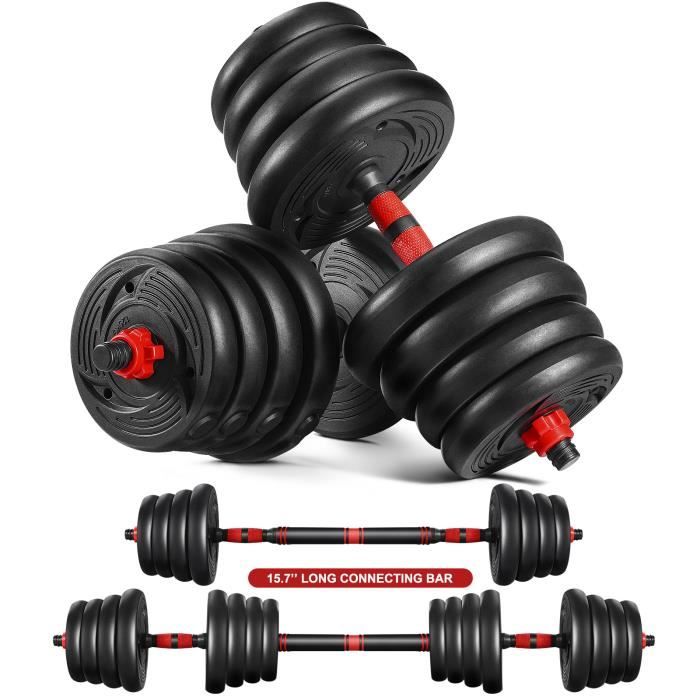 Haltère 30kg poids ajustables - (4 x 2.5 kg / 2 kg / 1.5kg / 1.25kg) - Noir