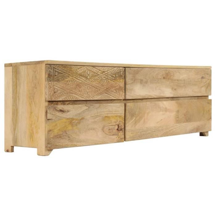 Meuble télé buffet tv télévision design pratique bois massif de manguier 120 cm 2502171