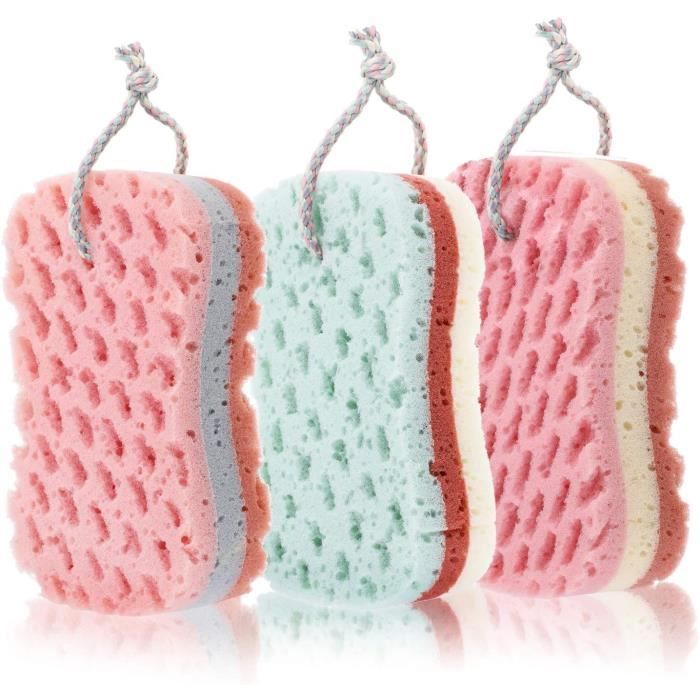 3 Pièces Éponge de Bain Éponge de Douche Éponge Apaisante de Corps pour Nettoyage et Exfoliant