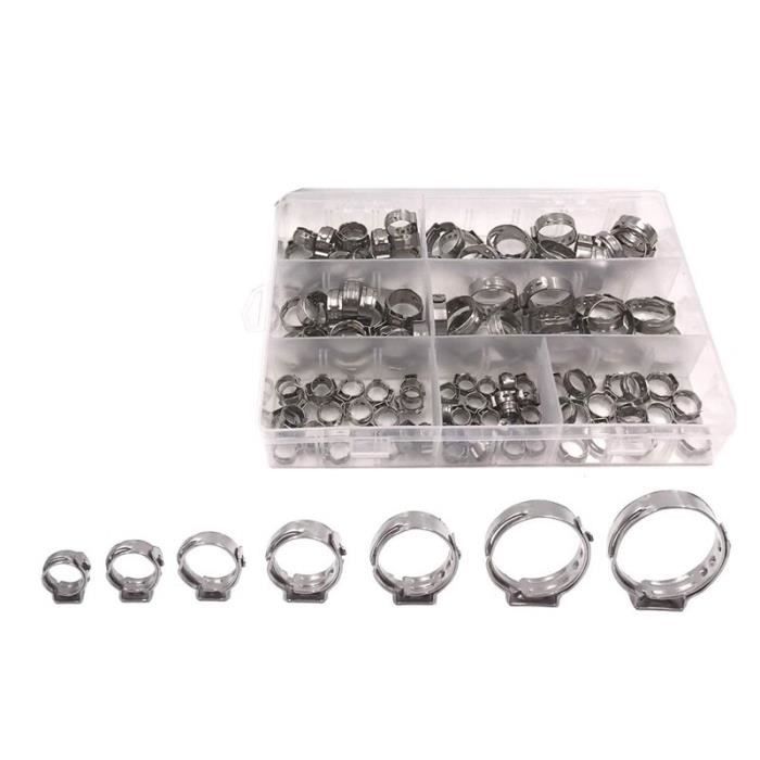 CHA cinch anneaux de serrage Kit d'assortiment de colliers de serrage en continu à une oreille outils de raccord à pince à sertir