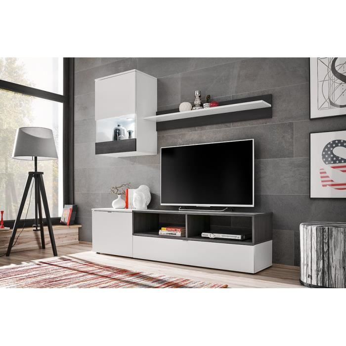 EBBA - Unité murale style scandinave 3 pcs - Éclairage LED blanche inclus - Mur TV - Ensembles meubles salon séjour - Aspect bois -
