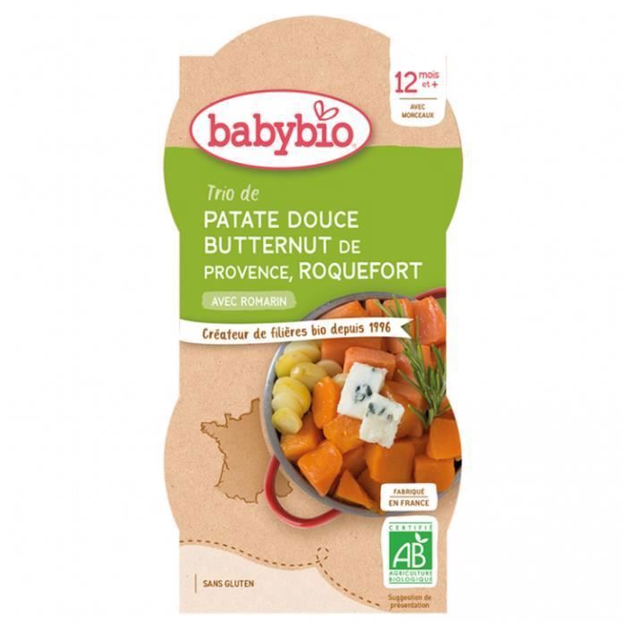 Babybio - Bol Patate douce Butternut Roquefort - Bio - 2x200g - Dès 12 mois