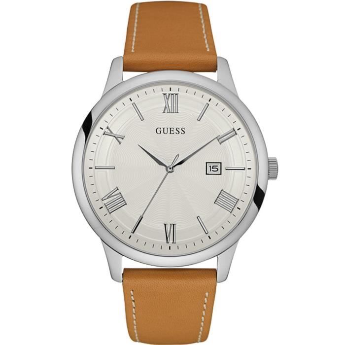 Guess-Montre Analogique pour Homme à movement Quartz en Cuir-W0972G1