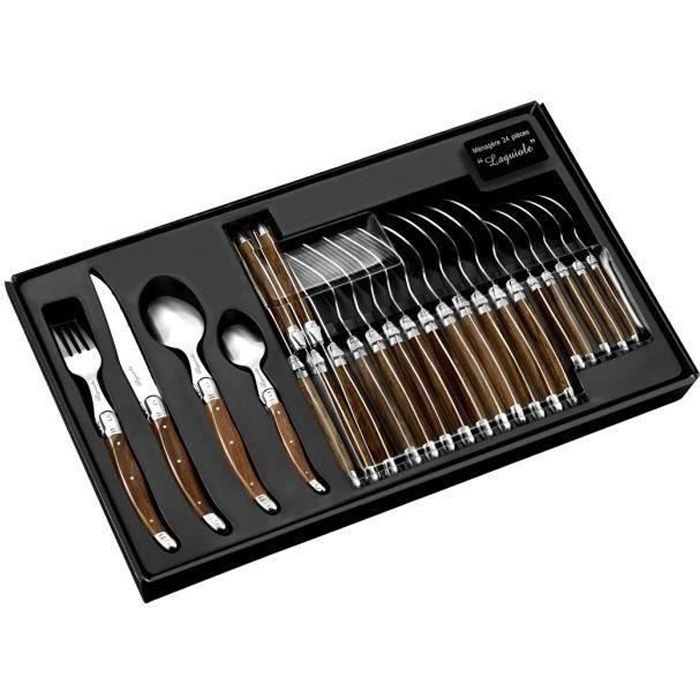 SHOT CASE - LAGUIOLE Ménagere 24 pieces manche bois