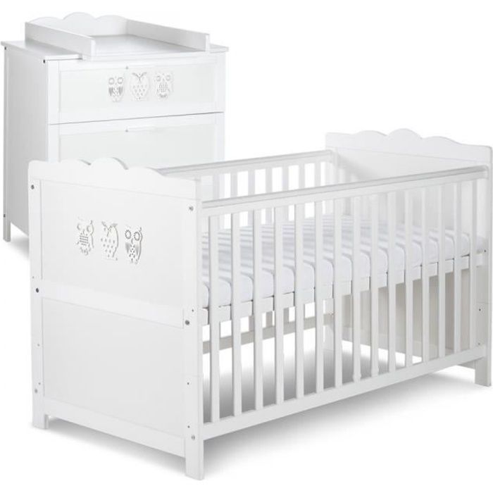 chambre complete bebe MARSELL Ensemble commode à langer + lit bébé 140X70