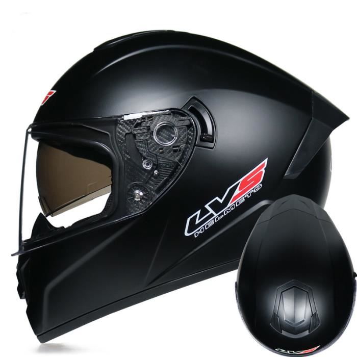 Casque Moto adulte Mat Hors route locomotive Double lentille noir Lentille transparente Casque intégral 701