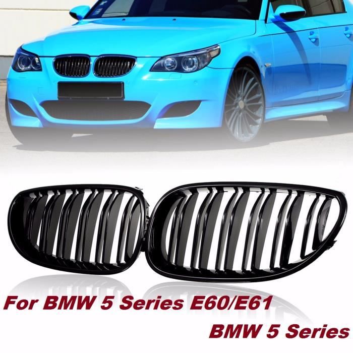 NEUFU 2x Calandre Grilles Double Line Noir Brillant Pr BMW 5 Series E60/E61 03-09 Saloon