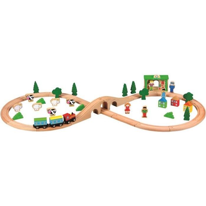 CIRCUIT TRAIN EN BOIS - 50 pcs
