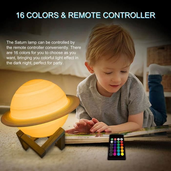 Lampe 3D rechargeable Saturn Like Lampe Moon Light Night Light pour Moon light avec 16Colors Remote Gifts