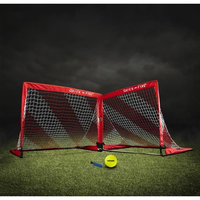 Paire de but POP UP 1,8x1,2m rouge/blanc - Petit ballon et pompe inclus avec les buts