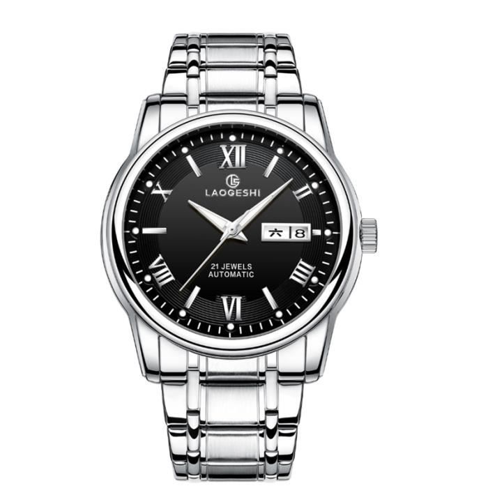 SHARPHY montre homme mécanique automatique suisse calendrier étanche acier inoxydable