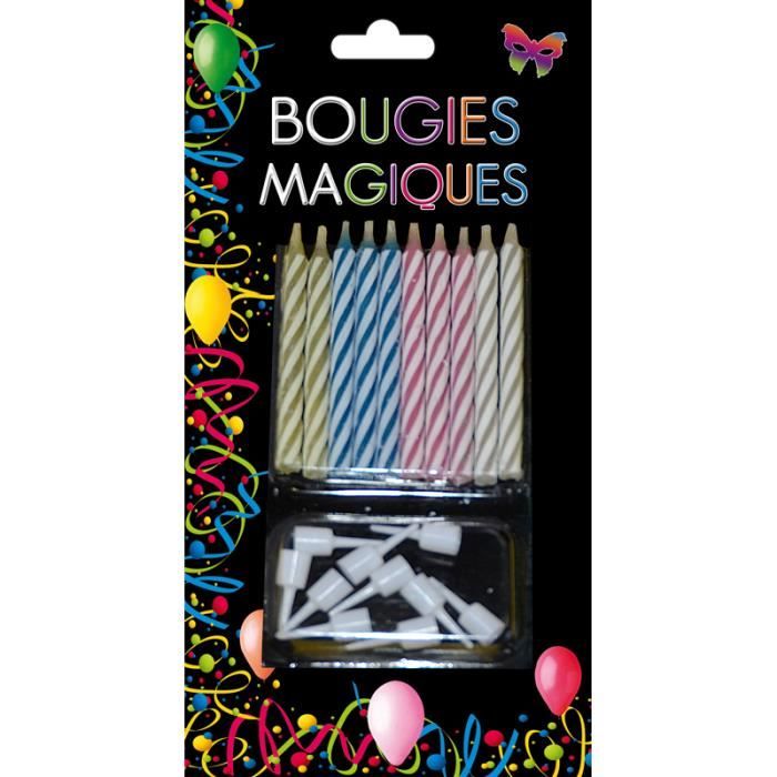 Bougie magique - blister de 10 avec bobeches