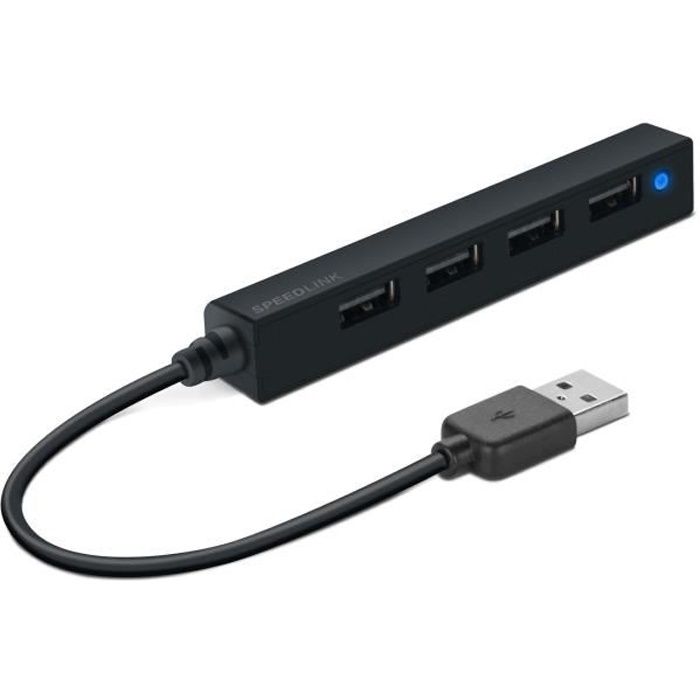 Speedlink Snappy Slim - Noir - Hub 4 ports USB 2.0 ( Catégorie : Hub FireWire/USB )