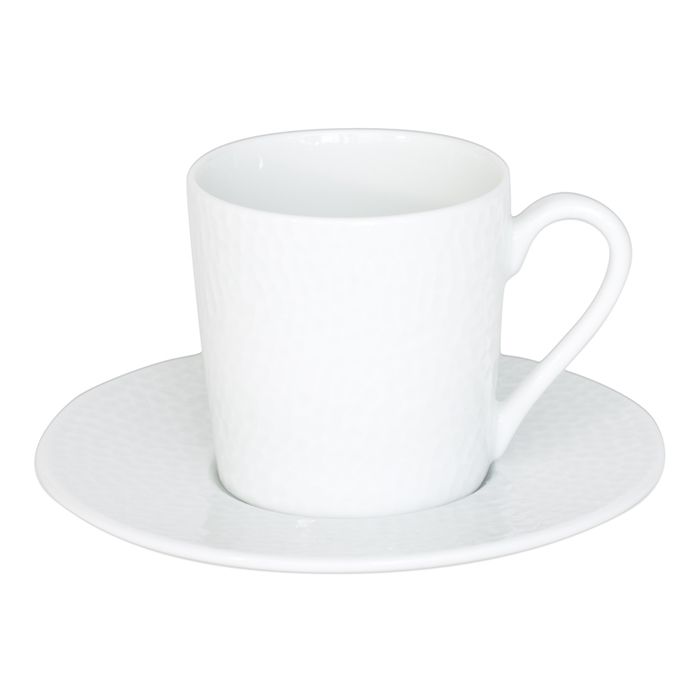 Tasse à café 12 cl et sa soucoupe Louna Relief Blanc