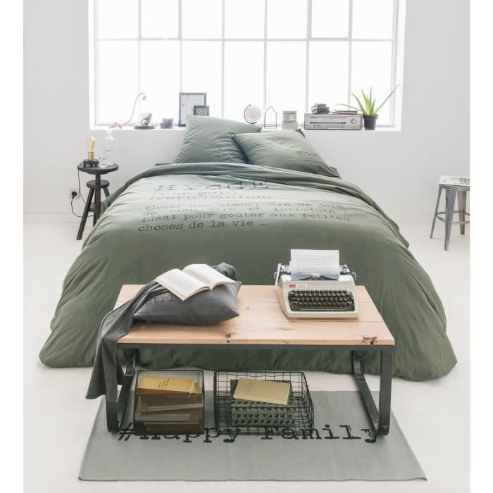 TODAY Parure de couette coton Hygge - 220 x 240 cm - Vert kaki