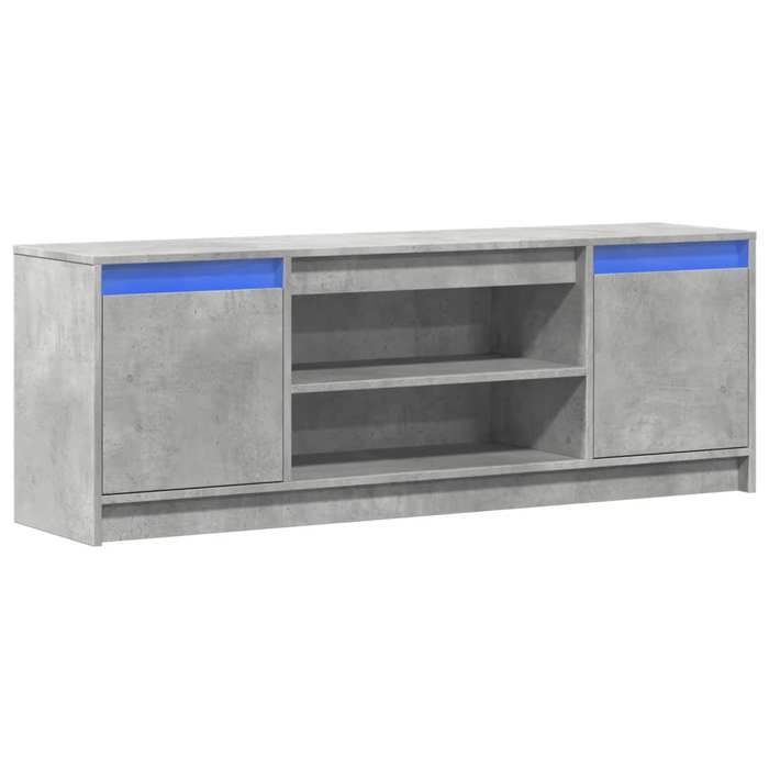 Meuble TV - Banc TV - Table TV - avec LED - Gris béton - 139 5x34x50 cm - bois dingénierie T613