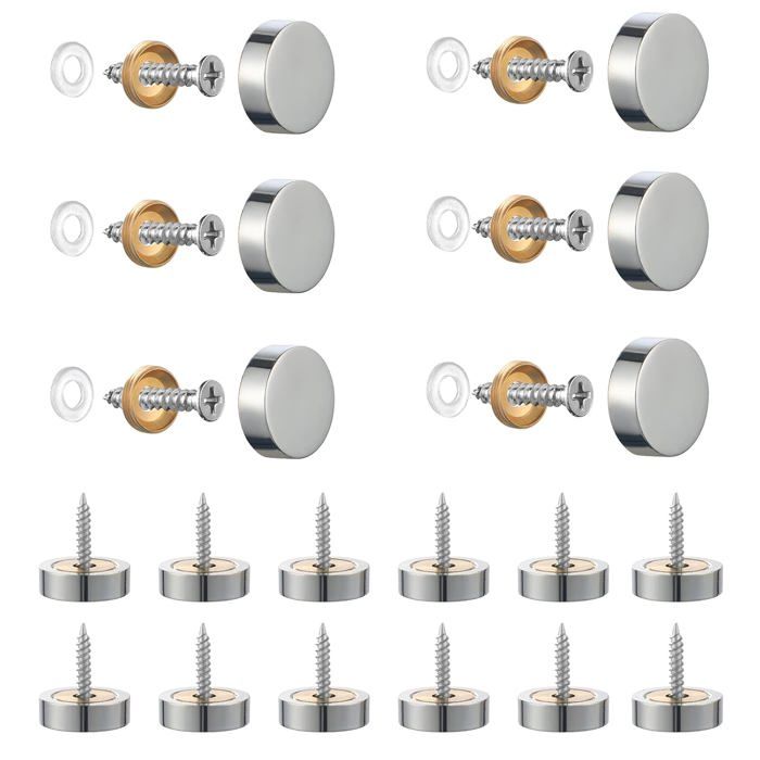 Lot de 20 vis en acier inoxydable brossé avec capuchons décoratifs pour miroirs tables assiettes armoires Argenté 14 mm
