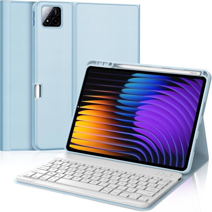 Coque Clavier Bluetooth Pour Xiaomi Pad 7/7 Pro 11,2" 2025 - Clavier AZERTY Français Magnétique Détachable, étui Protecteur Vert Clair - 6