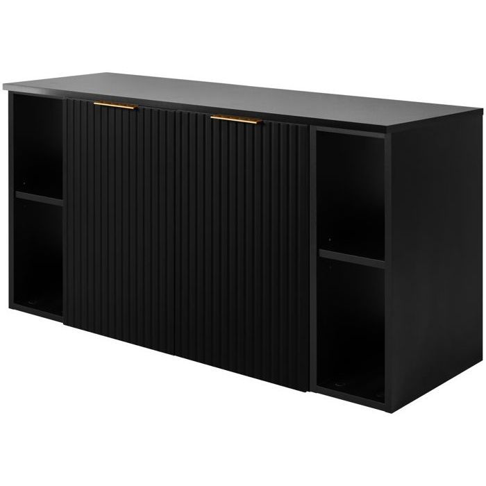Meuble de Salle de Bain Suspendu Sous Vasque à 2 Portes avec 2 Étagères Extensions et Plan FLOW – Noir – 120 cm Meuble de Salle de Bain Suspendu Sous Vasque à 2 Portes avec 2 Étagères Extensions et Plan FLOW – Noir – 120 cm