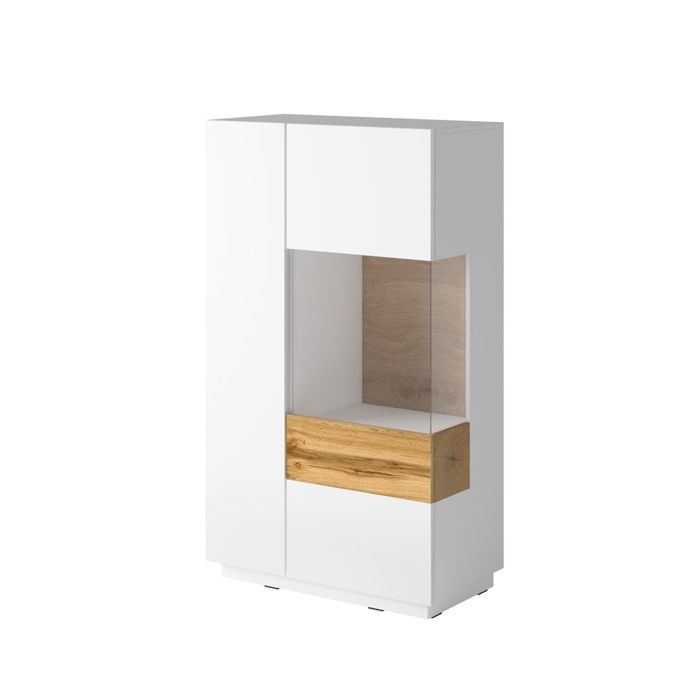 Vaisselier 2 portes Petits-meubles - Andrea - 80 x 40 x 139cm - Blanc et Bois Vaisselier 2 portes Petits-meubles - Andrea - 80 x 40 x 139cm - Blanc et Bois