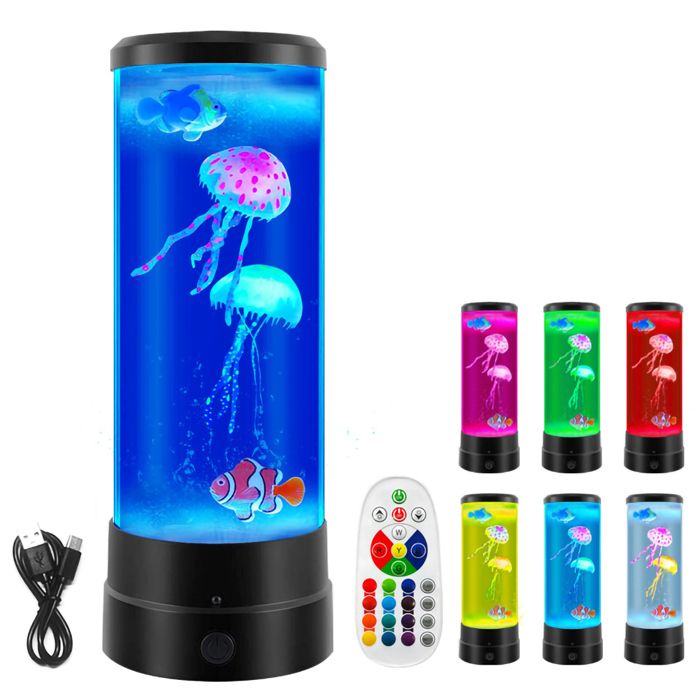 Meilleurs prix pour Lampe Méduse avec 17 Couleurs et TélécommandeJellyfish Lamp avec 4 Modes déclairageLampe dambiance style aquarium