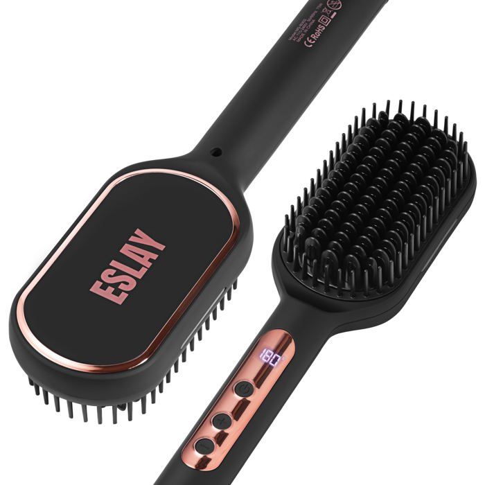 Brosse lissante chauffante 2-en-1 Coiffage pro à domicile effet salon rapide sur tous types de cheveux